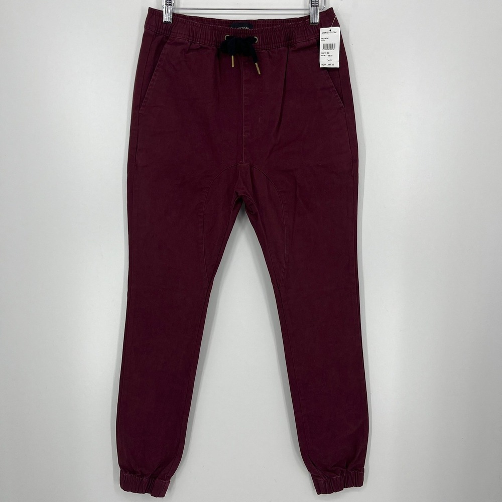 Zanerobe Sureshot Mens Joggers Burgundy Stretch Twill Pants Size 30 New NWT